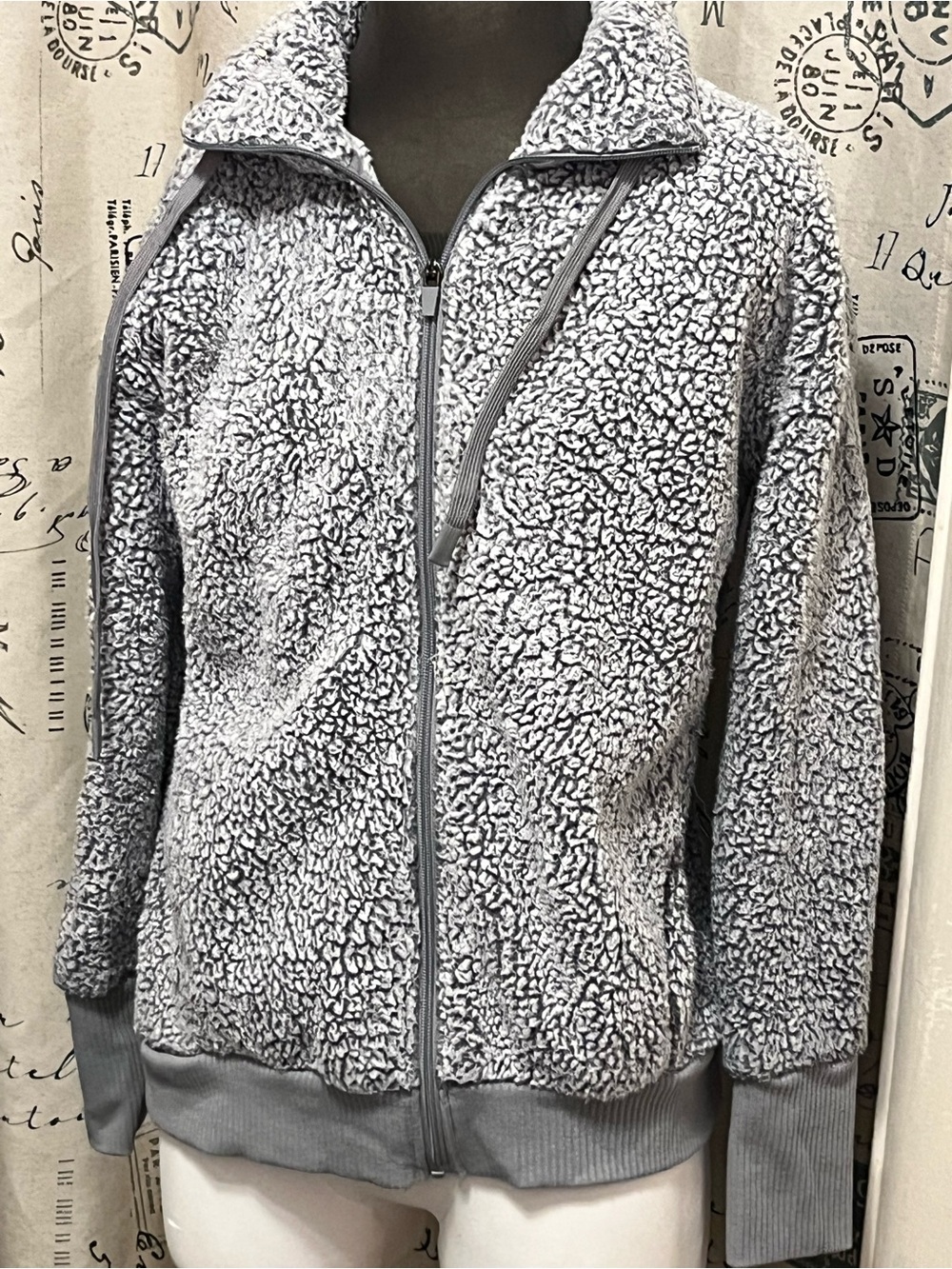 MTA Sport Zip Up Sherpa Jacket Womens Size M Gray